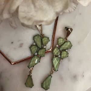 Light Green Sparkly Statement Earrings